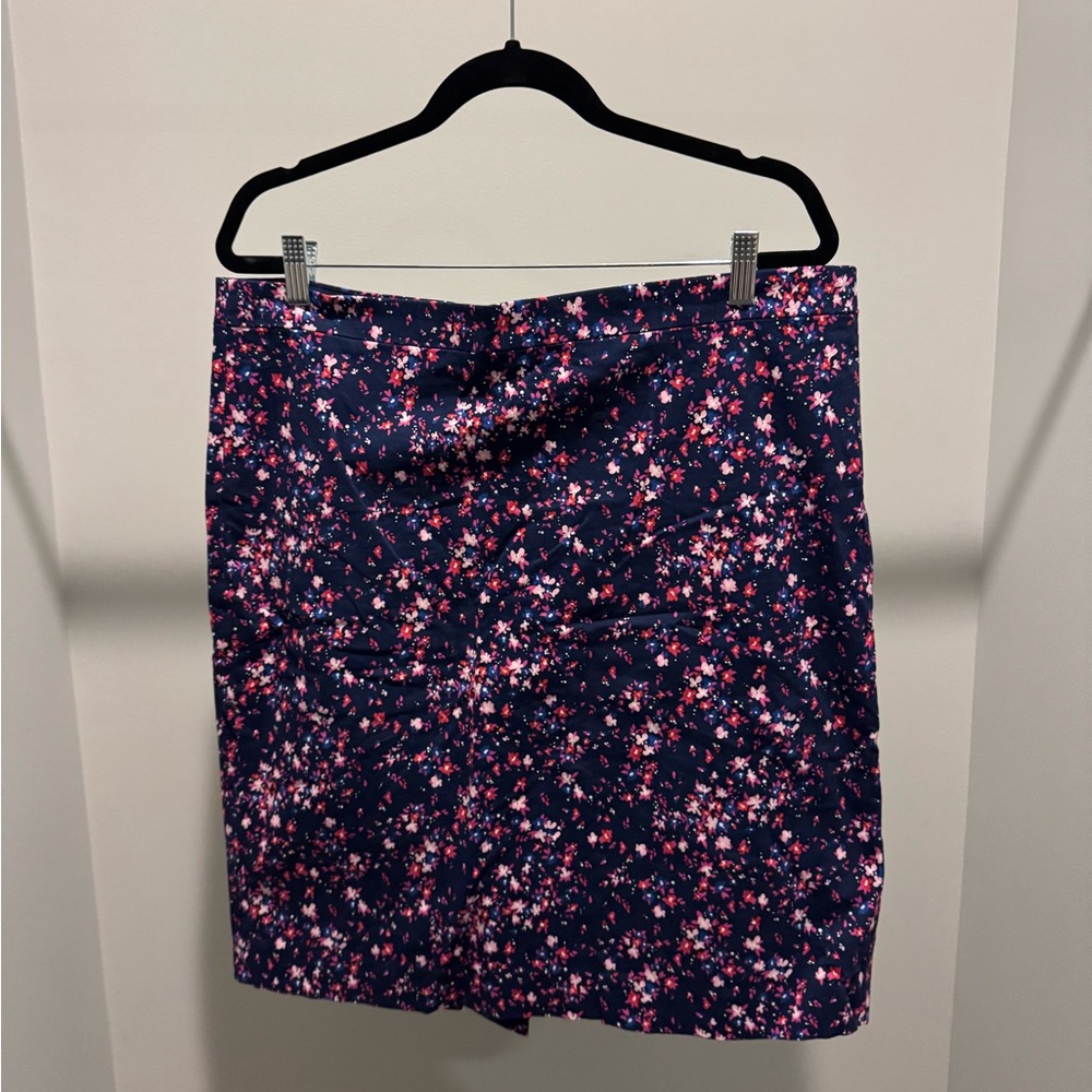 J. Crew Floral Mini Skirt in Navy and Pink